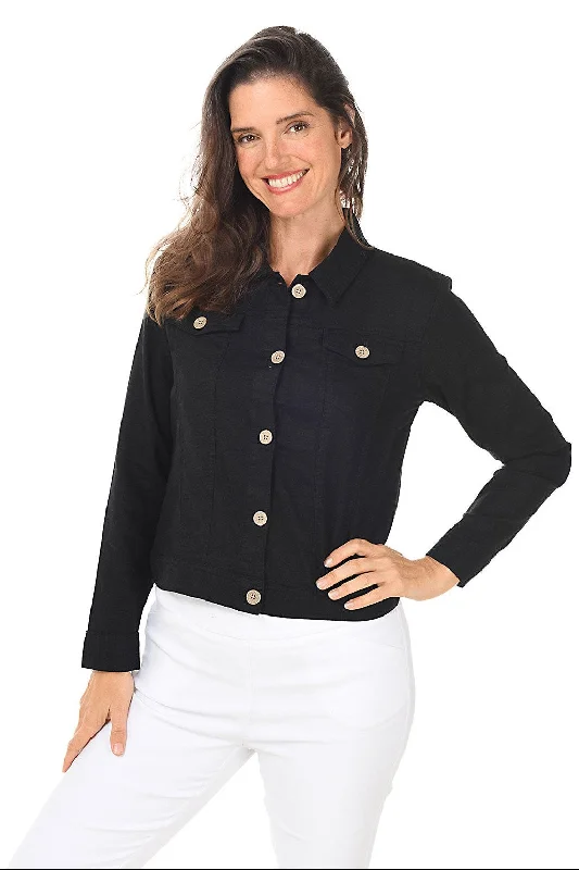 Lighten Up With Nordic Styles Button-Front Linen-Blend Jacket