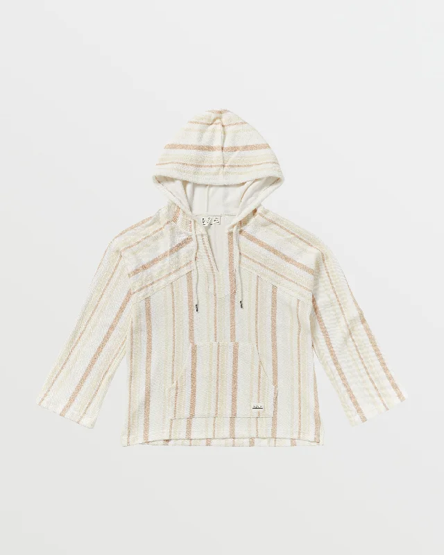 New Season Fashion Preview Sale Wild And Free Poncho Style Hoodie - Tapioca Tulum Stripe