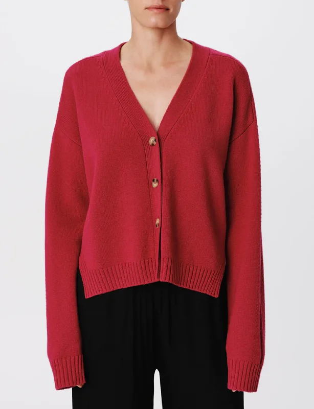 Stylish Women's Garments Exclusive Sale Merino Wool Blend Long Sleeve Cardigan, Rubellite Stylish Women's Garments Exclusive Sale Merino Wool Blend Long Sleeve Cardigan, Rubellite