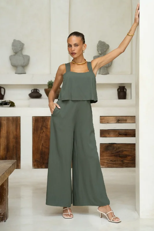 Stupidly Low Prices Adele Khaki Green Jumpsuit