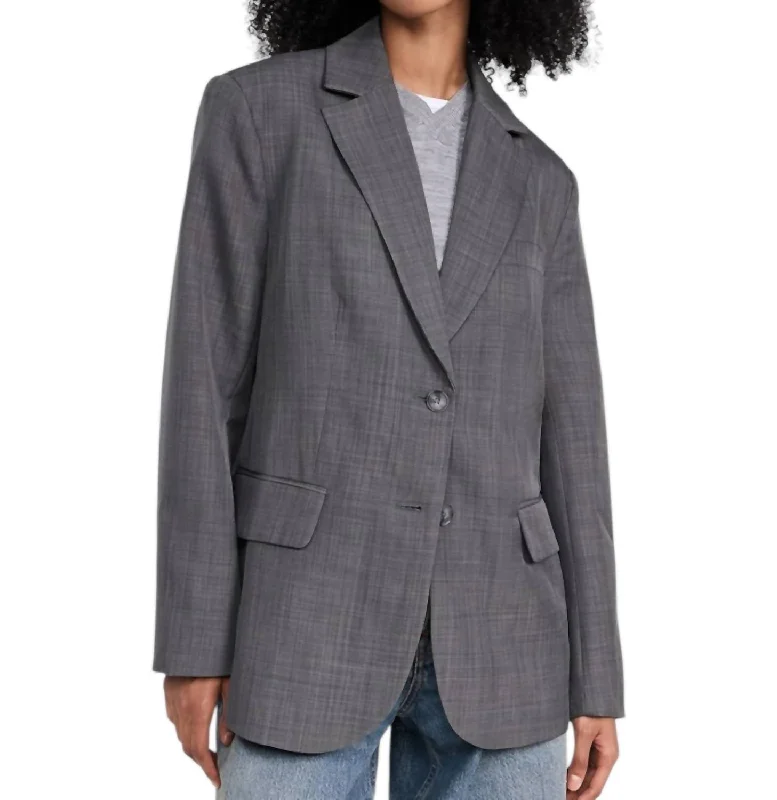 Feminine Elegant Isadora Blazer In Charcoal