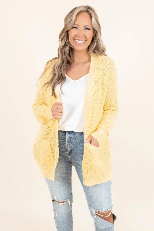 Boutique Styles Brighter Than The Moon Cardigan, Golden Straw