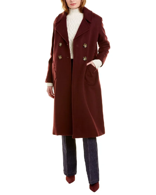 Effortless Comfort Pearl by Lela Rose Brushed Wool-Blend Peacoat