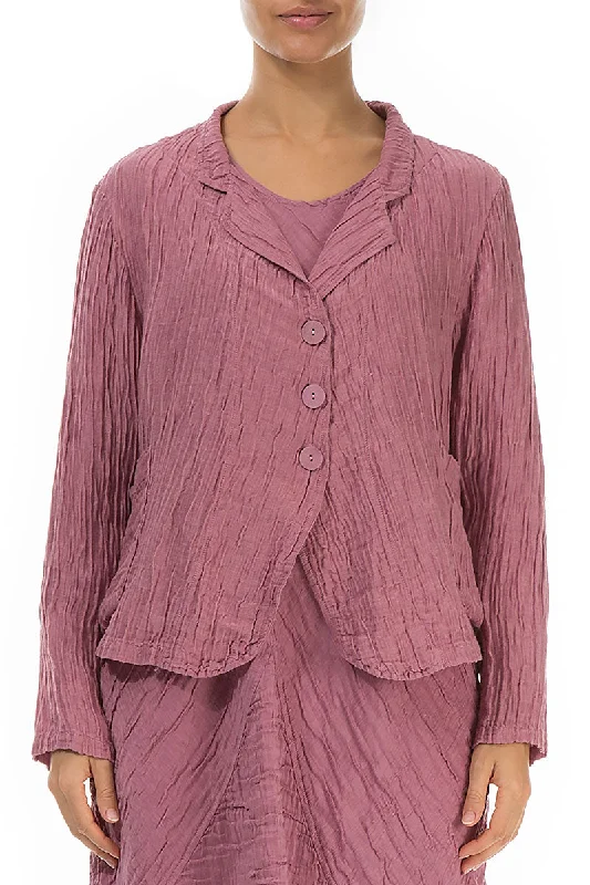 Timeless Elegance Redefined Short Crinkled Mauve Taupe Silk Jacket