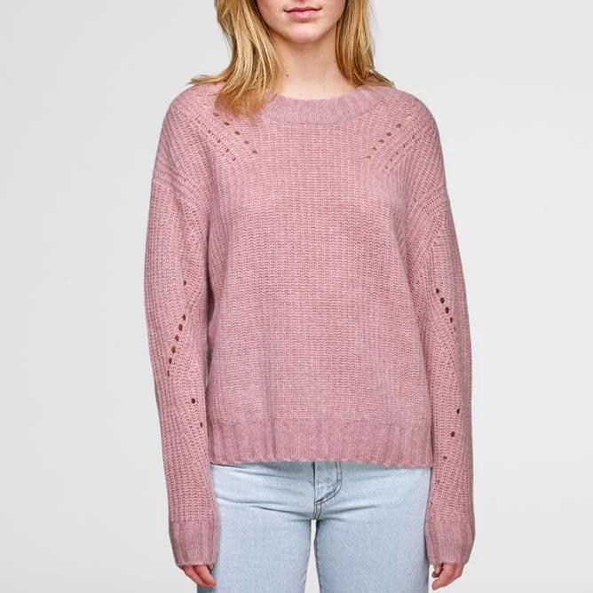 Chic Trends Unveiled Directional Rib Crew Sweater (Ash Rose Heather)