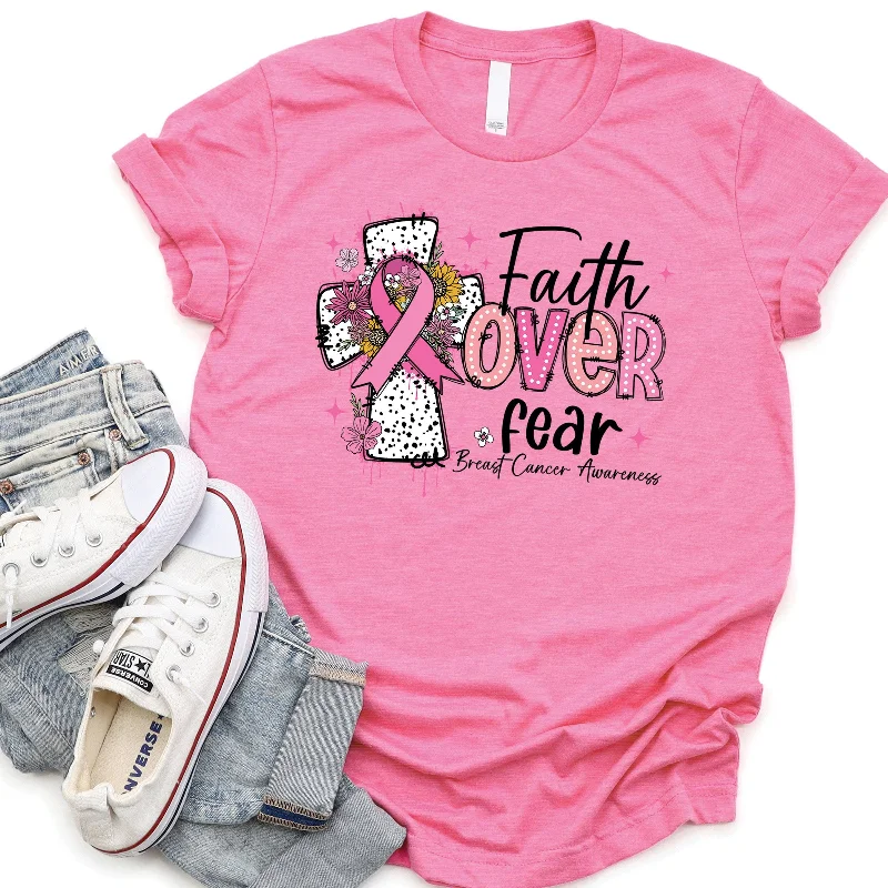 Shop Sales Faith Over Fear Cancer Awareness Tee