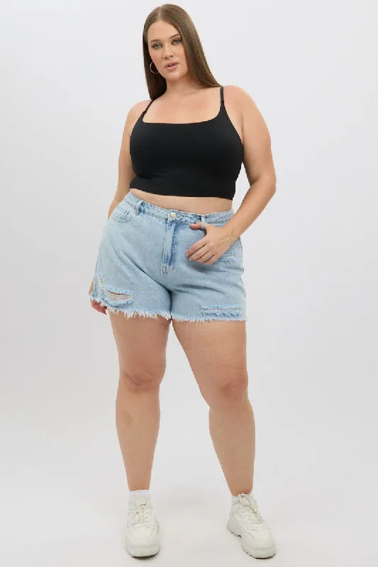 Charming Silhouette Denim Relaxed Shorts High Rise