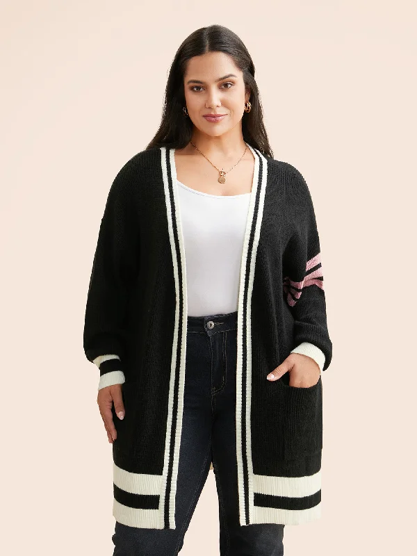 Stylish Savings Contrast Striped Drop Shoulder Cardigan