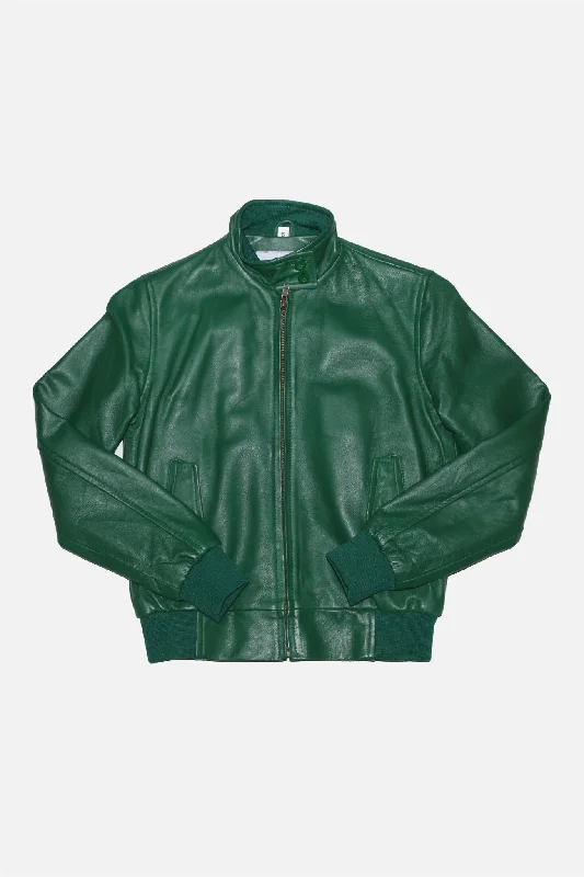 Special Offer For You Modfather Clothing - Women's Racing Green Leather - Harrington Jacket